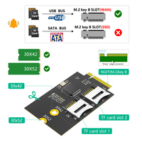TISHRIC Dual TF Card ke M.2 NGFF Key B Adapter Board Mendukung M2 SSD 3042 3052 USB Bus Versi Baru Pengontrol Kartu M2 NGFF TF
