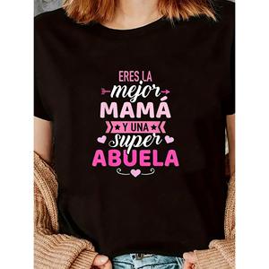 <span class=keywords><strong>Camiseta</strong></span> para el Día de la Madre con Estampado de Letras Rosadas - Diseño Mejor Mamá, Lavable a Máquina, Regalo Perfecto para Mamá - Product Image 1