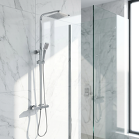 Robinets de salle de bain muraux à double poignée Ensemble de douche pluie avec pommeau Ensemble de douche thermostatique pluie