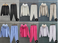 Rugod-ensemble pull à capuche tricoté pour femmes, 2022, ensemble automne-hiver, fourrure de raton laveur, tricoté