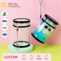 Boîte de rangement transparente en plastique pour bijoux, pochette, boîte mystère avec porte-clés, sac de rangement anti-poussière pour poupées mignonnes