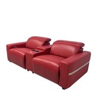 Canapé inclinable électrique de luxe moderne à double moteur avec appui-tête réglable, en cuir véritable, massage, 2 places, éclairage LED, USB Type C