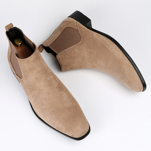 Botas <span class=keywords><strong>Chelsea</strong></span> de Hombre con Punta Cuadrada, Botines Modernos con Tacón, Zapatos Casuales Versátiles con Características de Aumento de Altura - Product Image 2