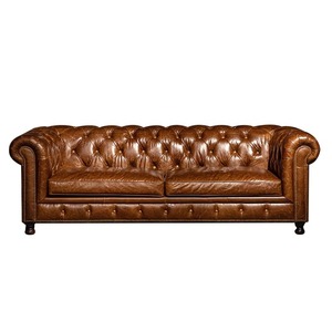 Muebles de Sala Personalizados, Sofá Chesterfield Americano de Estilo Desgastado con Botones Profundos, Tapizado en Cuero PU para Sala de Estar - Product Image 5