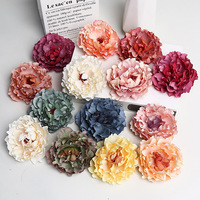 Têtes de fleurs de pivoine artificielles en soie - Vente en gros, teintes et gaufrées, pour mariage, Saint-Valentin, toile de fond d'allée