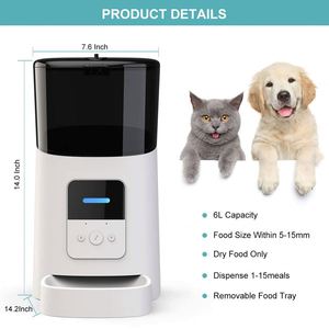 Умная автоматическая кормушка для кошек 6L Tuya, Wi-Fi автоматическая кормушка для домашних животных, диспенсер для сухого корма, кормушка для кошек - Product Image 3