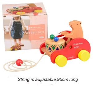 Oso de madera Pull <span class=keywords><strong>Click</strong></span> <span class=keywords><strong>Clack</strong></span> Toddler Walking Learning Car Toy - Product Image 6