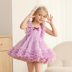 Vestido de tutú de princesa morado y rosa para fiesta de Navidad, falda de baile para niñas, vestido de ballet esponjoso para niñas, muy vendido. - Product Image 1