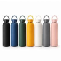 Bouteilles d'eau isothermes 750 ml, bouteille d'eau en métal pour la salle de sport, le vélo, les voyages, avec poignée, portable, sans BPA