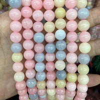Perles rondes en morganite, pierres naturelles polies, accessoires pour la fabrication de bijoux, nouveautés, vente directe d'usine