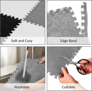 Azulejos de <span class=keywords><strong>alfombra</strong></span> de espuma entrelazada de 12x12x0,4 pulgadas, alfombras suaves para escalar, blanco, gris, negro, <span class=keywords><strong>Alfombra</strong></span> de juego esponjosa para el hogar - Product Image 3