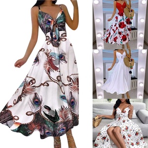 Envío Aleatorio Vestido Casual de Moda para Mujer, Nuevo Vestido Largo Floral de Verano para Dama, Vestido <span class=keywords><strong>Maxi</strong></span> de Ropa de Mujer para la Industria Pesada - Product Image 4