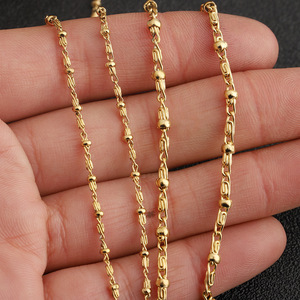 Cadena de Bambú con Eslabones de 1.3mm y Acero Dorado de 2.0mm con Patrón de Swastika, Cadena de Cuentas para Material de Accesorios de Borlas Hanfu DIY - Product Image 4