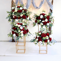 Centre de table de mariage en soie artificielle de haute qualité, design luxueux blanc, vert et bordeaux, décoration florale pour événements