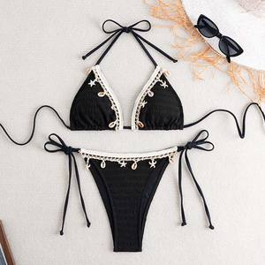 Сексуальное однотонное бикини с высоким вырезом - Product Image 2