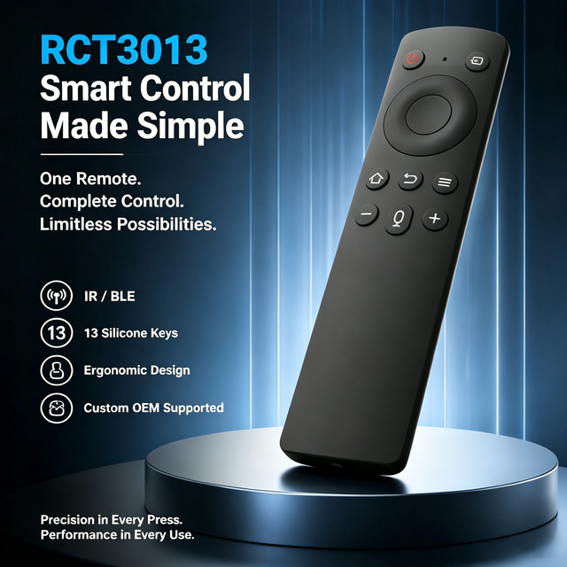 RCT3013 Multifunctional 13 Keys Remote Control Factory OEM ODM IR/BLE Wireless Remote for TV