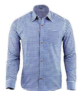 <b>Men</b>’s Traditional <b>Blue</b> Bavarian Oktoberfest Trachten <b>Shirt</b> Soft Cotton Long Sleeve German Fit S to 4XL - Product Image 1