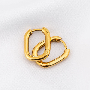 Pendientes Huggie de yunnique, cuadrados geométricos, de acero de titanio, chapados en oro, para hombres y mujeres - Product Image 4