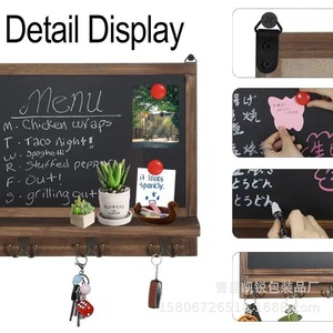 Retro Wooden Wall Mounted Rack 15.2x8 Inch With <b>Hooks</b> And <b>Shelf</b> For Entryway Key Mail Storage Organization - Product Image 4