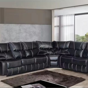 Set divano da soggiorno con angolo reclinabile diretto in fabbrica con struttura in legno con struttura in legno allungabile per massaggio in pelle - Product Image 1