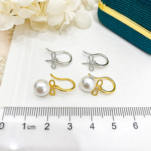 Accessoires en argent S925 pour la création de bijoux, perles rondes de 7-9 mm, plateau vide 21624, nœud en argent, crochet d'oreille avec perles rondes de 7-9 mm, 21624 - Product Image 3