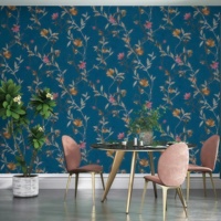 Papier peint Tiktok1Series moderne en PVC imperméable à l'eau, motif floral marbré, oiseaux, damassé, facile à poser, 0,53*9,2m, pour la maison, l'hôtel, le bureau, le salon, la chambre