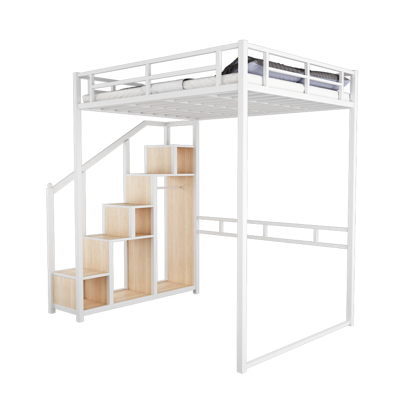 Bare bed white-left staircase