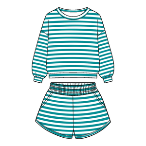 Ensemble de 2 pièces pour filles en bas âge, haut à manches longues rayé et short, tenues décontractées pour enfants, vêtements d'automne personnalisés - Product Image 5
