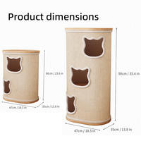 Maison pour chat à plusieurs étages avec surface de grattage en sisal, condo pour chat en bois massif pour chats d'intérieur