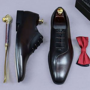 Handmade High Quality Custom Men Genuine Leather Patchwork Lace-up <b>Pointed</b> Toe <b>Light</b> Weight Fashion Breathable Wedding Dress - Product Image 3