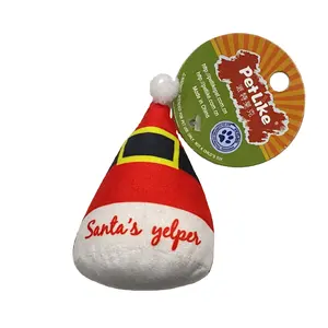 Chat de Noël en peluche PP coton en peluche chapeau de Père Noël de Noël avec herbe à chat inséré papier sonore jouets personnalisés pour animal de compagnie