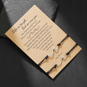Stainless Steel Beaded <b>Bracelets</b> Wave Design Unisex Fashion Jewelry Set For <b>Couple</b> Inspirational Gift Yiwu Origin - Product Image 3
