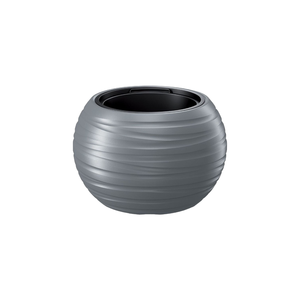 Maceta Redonda Moderna de PP con Patrón Circular para Uso en Interiores, Diseño Minimalista Gris - Product Image 1