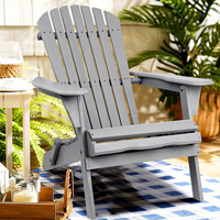 Chaise Adirondack pliante en bois massif pour extérieur, style américain, avec dossier, idéale pour la plage, la cour ou les gîtes.