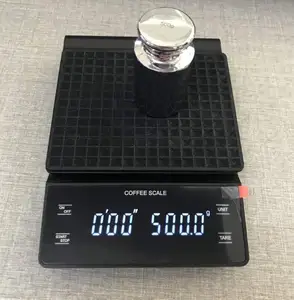 Электронные кухонные весы, цифровой прибор для взвешивания кофе, максимальный вес 3 кг, с таймером, черный цвет