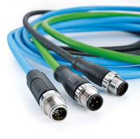 Conector Circular M12 Macho Hembra de 2, 3, 4, 5, 8, 12, 17 Pines, Sin Blindaje, en Ángulo, Cable Conector M12 a Prueba de Agua para Sensor