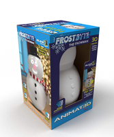 FrostByte Mr. Chill, bonhomme de neige parlant et animé, décoration de Noël avec projecteur intégré à 12 couleurs, haut-parleur Plug & Play