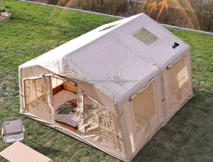 Carpa inflable familiar de dos dormitorios y una sala de estar, de doble capa, de tela Oxford, equipo de camping para glamping al aire libre. - Product Image 2