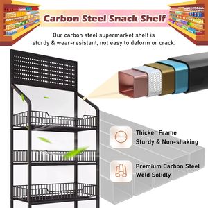 Tùy Chỉnh 5 Tier Nhiệm Vụ Nặng Nề Dây Kim Loại Cán Snack Thực Phẩm Hiển Thị Giá Với Móc Siêu Thị Lưu Trữ Kệ - Product Image 4