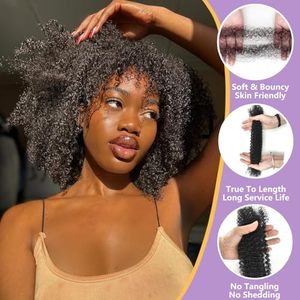 Bán buôn afro kinky tóc con người số lượng lớn tóc con người số lượng lớn Độ dày mở rộng Crochet cho phụ nữ da đen màu sắc tự nhiên đen afro số lượng lớn - Product Image 3