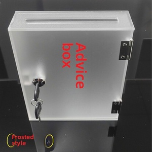 Boîtes de recyclage murales ultra-minces en acrylique transparent dépoli pour reçus, petits tickets, tickets de rejet et documents, avec <span class=keywords><strong>serrure</strong></span> - Product Image 3