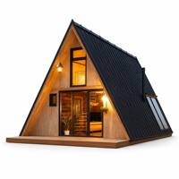 Casa Prefabbricata a Forma di A, Cabina Triangolare in Legno con Finestre Panoramiche, per Resort, Montagna, Lago, Glamping