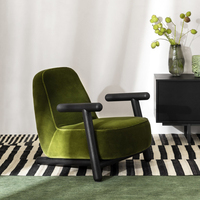 Fauteuil de salon simple nordique cadre en bois créatif minimaliste velours chaise rembourrée salon tissu meubles design