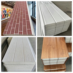 Panneau isolant sandwich moderne <span class=keywords><strong>en</strong></span> PU, étanche et résistant à l'humidité, avec motif métallique gravé, pour villas, ateliers, murs extérieurs, chambres froides et hôpitaux - Product Image 2