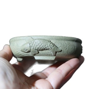 Maceta de Bonsái Miniatura Hecha a Mano, Diseño de Carpa en Arcilla Púrpura, Pequeña Maceta Ovalada para Escritorio - Product Image 5