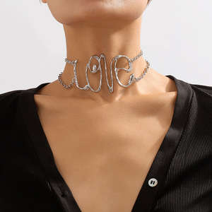 Custom Retro <strong>Gold</strong> Color <strong>Metal</strong> Butterfly Chain Necklace for Women Fashionable Letter Word 'MORE' Choker Link Chain <strong>Collar</strong> Jewelry - Product Image 4