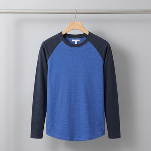 Camiseta Raglán de Algodón de Punto Delgado de Alta Calidad para Hombre, Manga en Contraste, Ropa Casual de Moda, Logotipo Personalizado, OEM, Venta al por Mayor, Bangladesh - Product Image 1