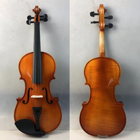 Violon d'étudiant professionnel fait main en bois massif avec finition flamme tigre, en vente