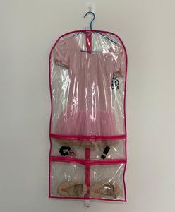 Bolsa de Ropa para Disfraces de Danza de PVC Transparente Personalizada de 37'' con Bolsillos para Identificación, Bolsa de Ropa para Disfraces de Danza Personalizada con Ribete <span class=keywords><strong>Rosa</strong></span> Intenso - Product Image 2