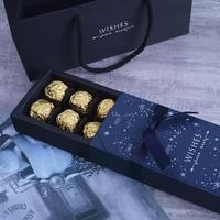 Boîte à bonbons en chocolat truffé en matériaux recyclés biodégradables, boîtes rigides en carton kraft personnalisées, luxe moderne, finition brillante